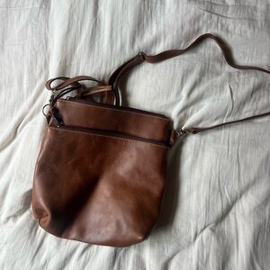 Authentic Guatemalan Brown Leather Satchel Purse with colorful inside